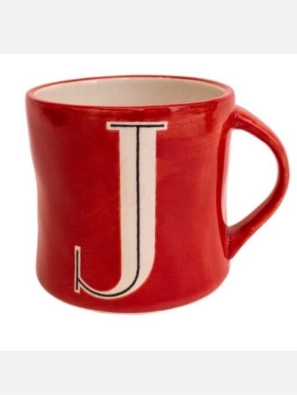 Anthropologie 'J' initial monogram hand painted mug